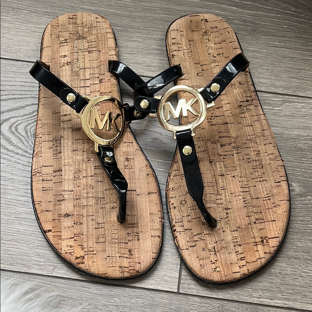 Michael Kors Black and Gold Sandals